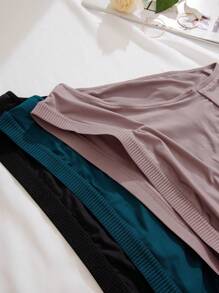 Plus Size Solid Color Underwear (Pack Of 3) - Multicolor - View 5