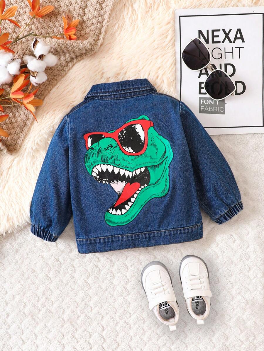 Baby Boys' Dinosaur Printed Jacket - Blue - View 1