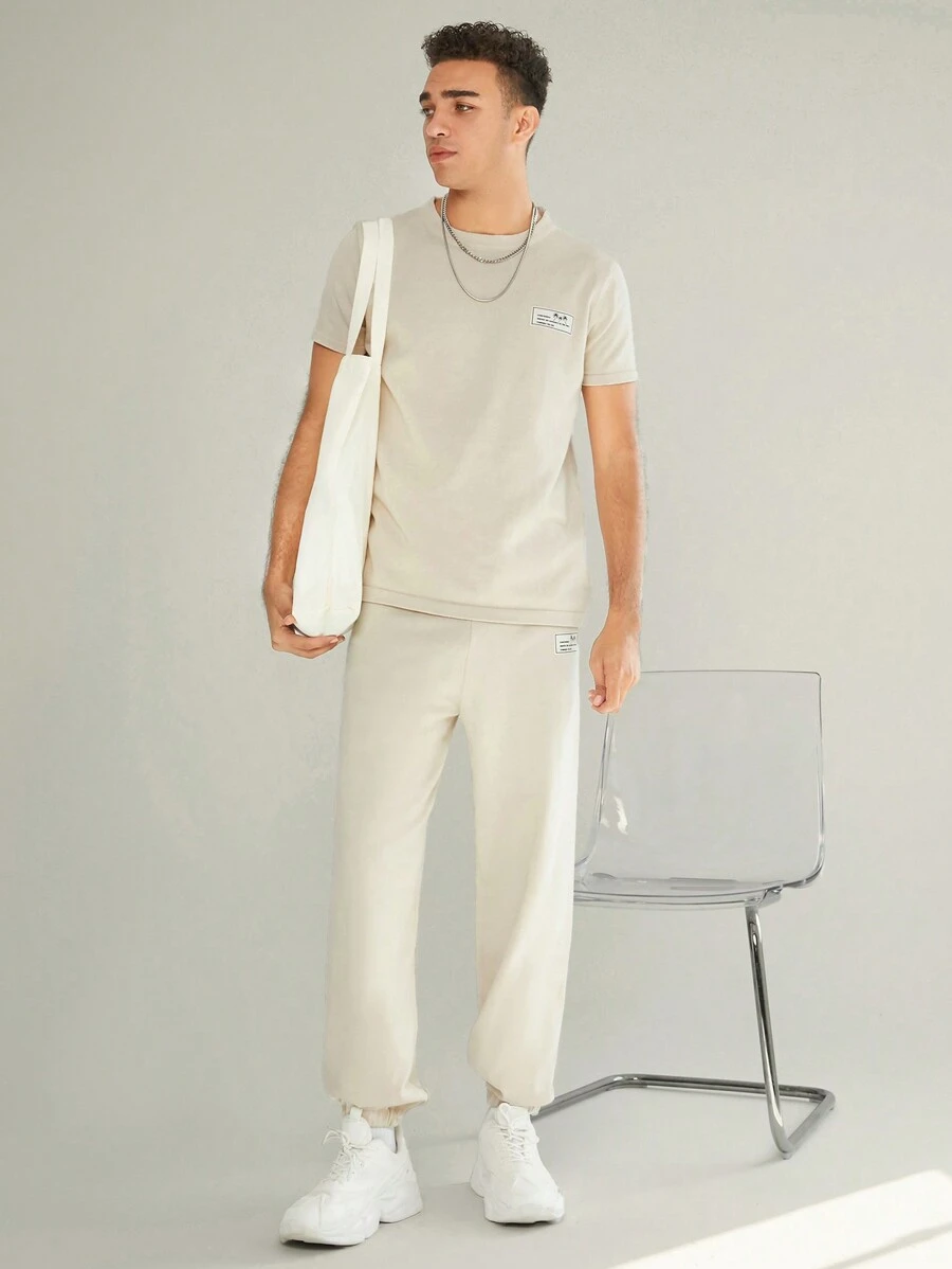 Manfinity VCAY Men Letter Patched Sweater & Knit Pants, For Fall Winter