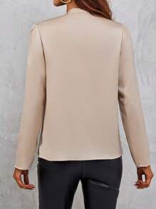 SHEIN Clasi Camisa Femenina Con Botones Y Anudado En La Parte Delantera - Albaricoque - Ver 2