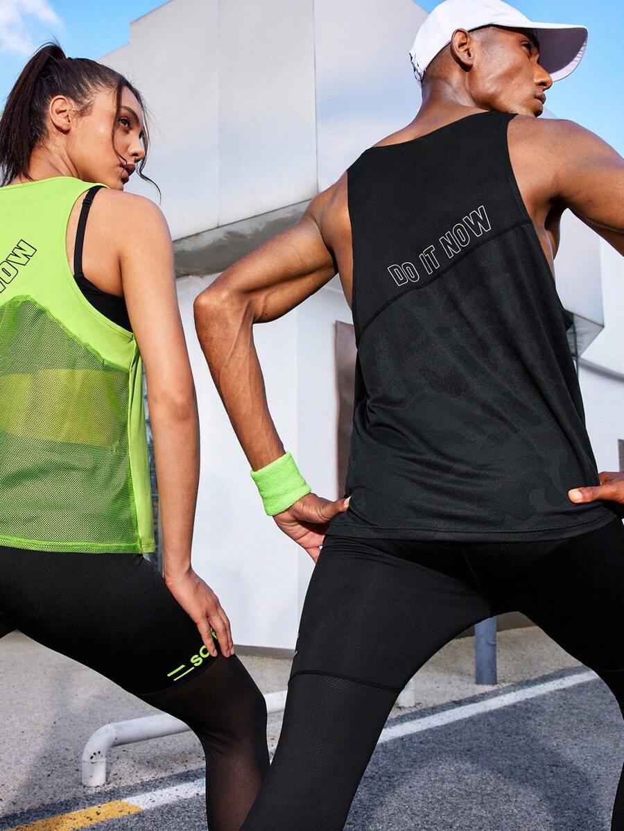 Manfinity Sport Corelite Men Letter Graphic Sports Tank Top Workout Tops