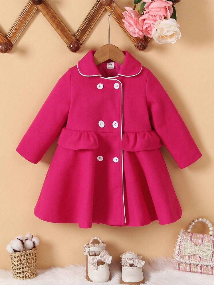 Baby Girls' & Girls' Casual Woolen Coat For Autumn And Winter