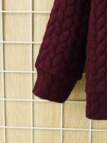 SHEIN Young Boy Half Button Cable Knit Sweatshirt - Burgundy - View 3