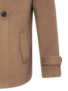 RueChic Men's Short Solid Color Double Breasted Woolen Jacket With Pockets - Camel - View 4