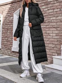 EURMUSE Women's Long Padded Coat - Black - View 5