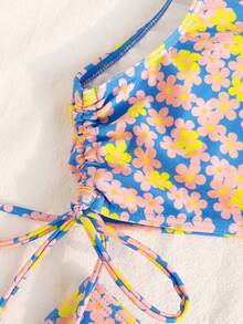 SHEIN 女士花卉印花一肩兩件式比基尼套裝 - 彩色 - 查看 7