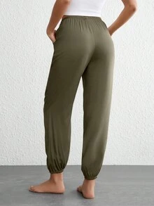 Partes Inferiores De Uso Doméstico De Color Sólido - Verde militar - Ver 2