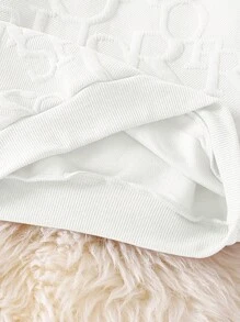 SHEIN Cô Gái Trẻ Chi tiết Patched thư Áo len & Quần nỉ - trắng - Xem 4