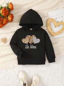 Young Girl Heart & Letter 圖案連帽衫