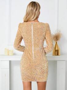 SHEIN Belle Tay áo dài Đầm - gừng - Xem 2