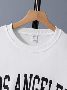 Teen Girl Letter Graphic Sweatshirt & Sweatpants - White - View 5