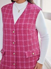 SHEIN Frenchy 大碼格紋印花背心和短褲2入組/套 - 彩色 - 查看 7