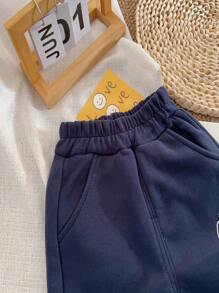 Sweat-shirt À Manches Raglan Avec Graphique De Lettre Et Sweatpants Pour Jeune Fille