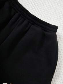 Tween meisje Gebreid Effen kleur Hoodie Met Letterprint En Los Short set