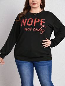 SHEIN LUNE Plus Letter Graphic Drop Shoulder Sweatshirt