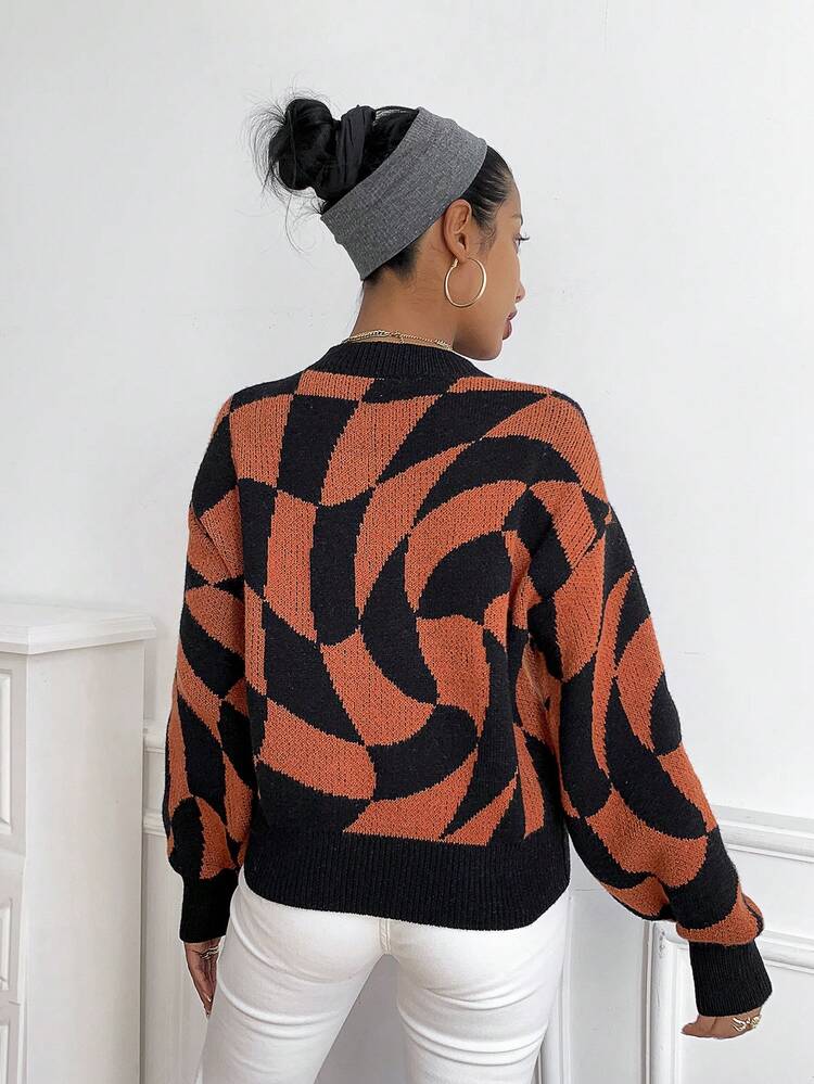 Colorblock Drop Shoulder Knit Pullover Fall Winter Sweater