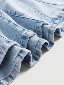 SHEIN MOD 女式牛仔裙 - 淺色水洗藍 - 查看 4