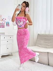 SHEIN Qutie 數字印花兩件套裝 - 彩色 - 查看 3