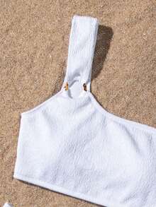 環形連結單肩比基尼套裝 - 白色 - 查看 4