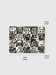 Wotto Artist Dark Fashionable Cartoon Pattern Card Holder - Black and White - View 3