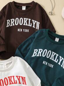 SHEIN 3pcs/set Girls' Letter Printed Sweatshirt - Multicolor - View 5