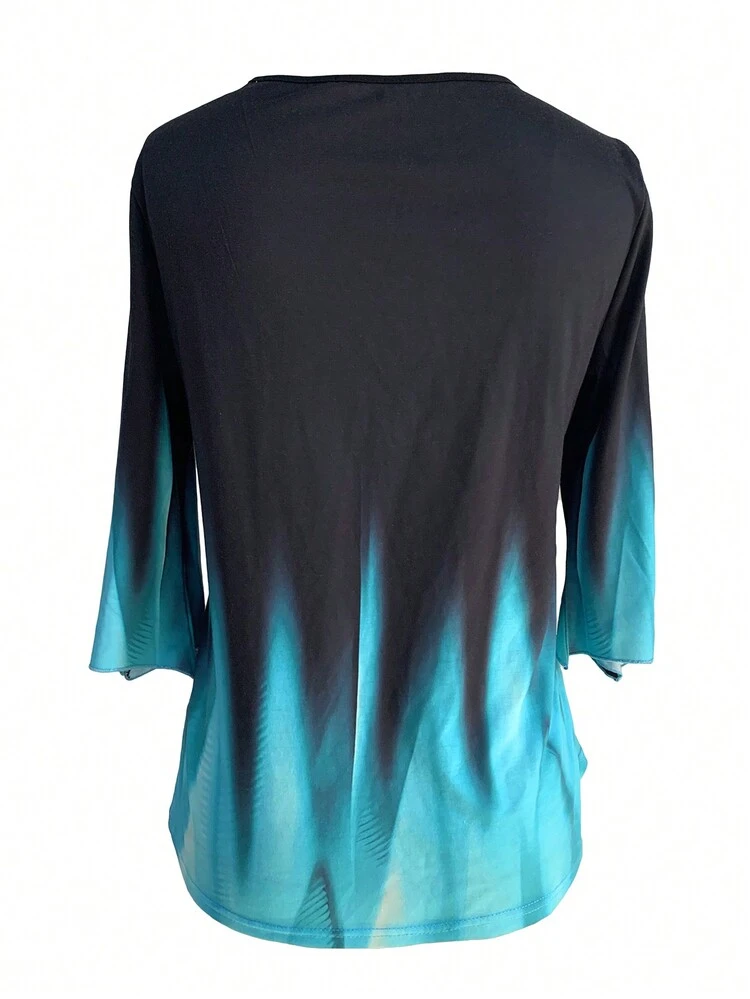 iChunhua Top a tunica estiva con scollo a V floreale, Nero , L