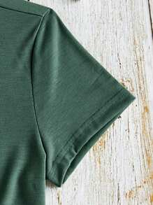 INAWLY Của phụ nữ Kích thước lớn Con bò Chữ cái Ngắn tay Áo thun - Màu xanh lá cây đậm - Xem 3