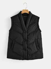 SHEIN Maternity Single Breasted Vest Coat, For Winter