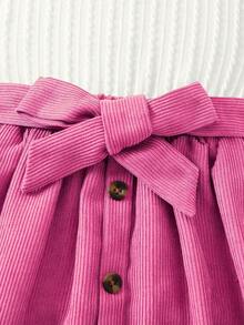 SHEIN 年輕女孩高領t恤和束腰裙 - 玫紅色 - 查看 4