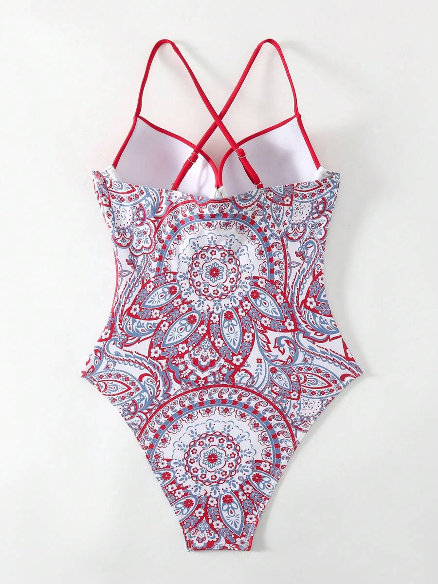 SHEIN Swim Chicsea Floral Print Onepiece Swimsuit With Underwire And