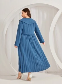 Modelyn Talla grande Vestido de doble botonadura bajo con fruncido - Neblina azul - Ver 2