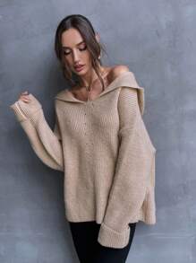 SHEIN LUNE Jersey de hombros caídos con capucha - Rosa - Ver 4