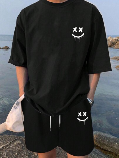 Claim Dot Men's Print Short Sleeve T-Shirt And Shorts Set, Going Out Funny, Cozy Outfits