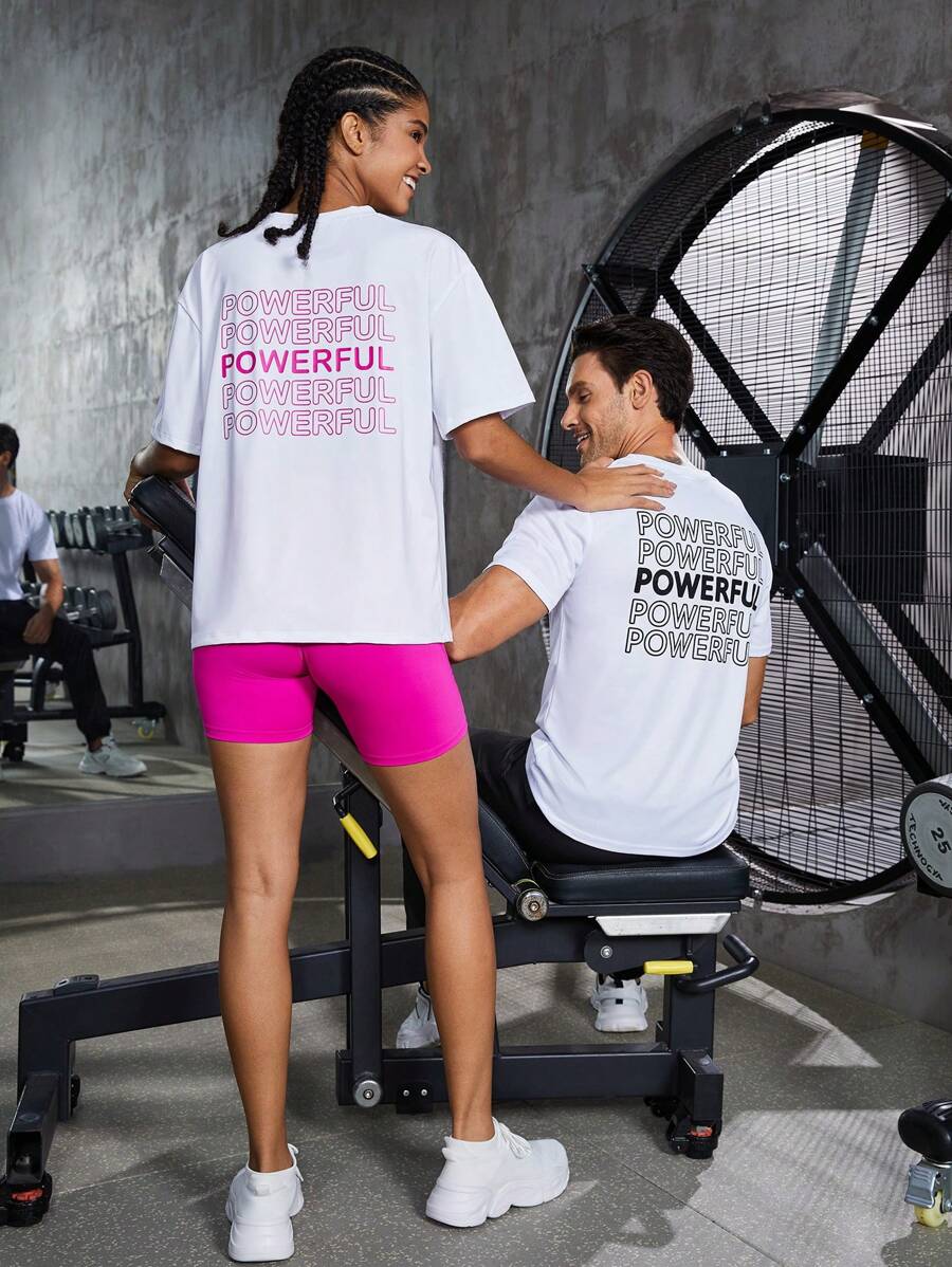 Coreblaze Men Letter Graphic Sports Tee Workout Tops - White - View 1