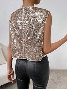 SHEIN Privé Kim sa Áo ba lỗ - Vàng - Xem 2