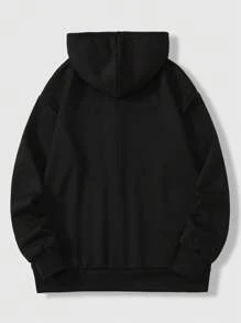 ROMWE MEN Goth Men's Cartoon Print Hoodie - Black - View 2