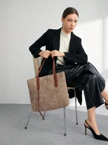 BizChic Của phụ nữ Túi tote Với Giường đôi tiêu chuẩn Tay cầm , Dung lượng lớn , Thiết kế đơn giản , Đa chức năng - màu nâu - Xem 5