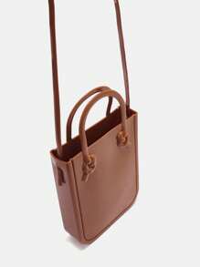 SHEIN MOD Plain Double Handle Crossbody Bag - Brown - View 5