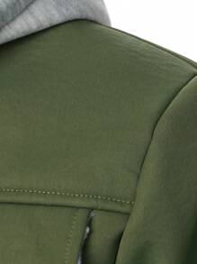 Manfinity Homme Men's Hooded Drawstring Jacket - Army Green - View 4