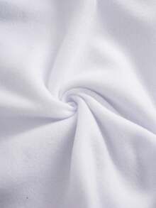 SHEIN EZwear 卡通及標語圖案保暖連帽衫,適用於大尺寸 - 白色 - 查看 3