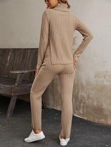 SHEIN LUNE Conjunto De Dos Suéteres - Caqui - Ver 2