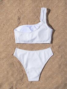 環形連結單肩比基尼套裝 - 白色 - 查看 2