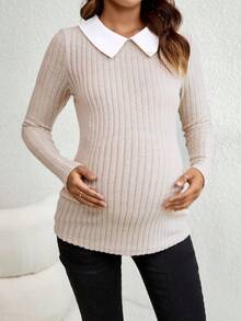 SHEIN 孕婦t恤 - 卡其色 - 查看 3