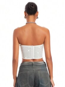 SHEIN BAE Ladies Hot Diamond Tube Top - White - View 3