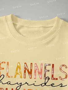 Letter Graphic Drop Shoulder Sweatshirt - Apricot - View 6