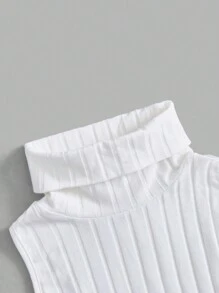 SHEIN Essnce 高領條紋針織背心洋裝 - 白色 - 查看 5