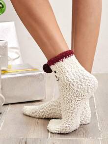 ROMWE Kawaii 女性白色聖誕雪人襪子 - 白色 - 查看 3