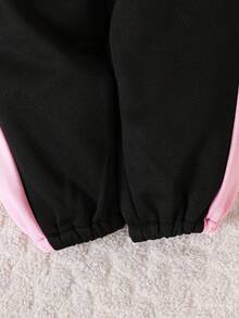 Baby Girl Bow Front Split Hem Sweatshirt & Sweatpants - Pink - View 7