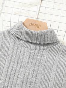 青少女2入組休閒長袖高領t恤和前扣裙 - 淺灰色 - 查看 4