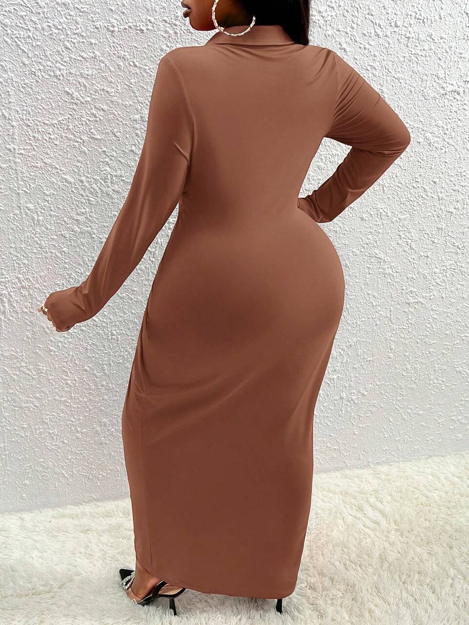 Plus Drawstring Front Bodycon Dress